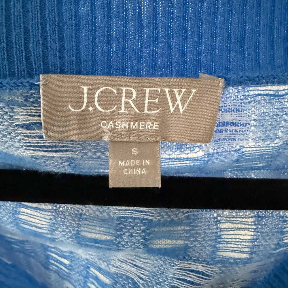 J. Crew Cashmere Blue Checkered Women's Sweater - Picture 3 of 3